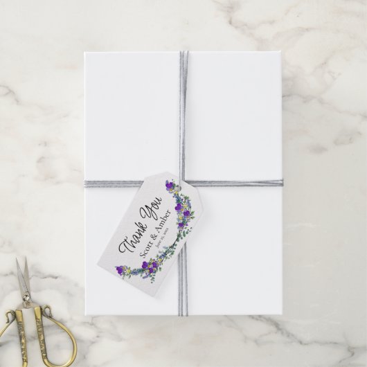 Paarse waterverf violet lavendel eucalyptus cadeaulabel (Met Touw)
