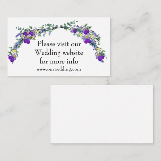 Paarse waterverf violet lavendel eucalyptus informatiekaartje (Voorkant / Achterkant)