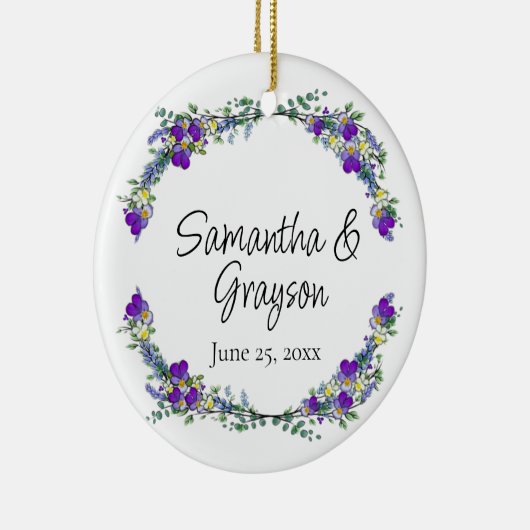 Paarse waterverf violet lavendel eucalyptus keramisch ornament (Rechts)
