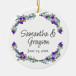 Paarse waterverf violet lavendel eucalyptus keramisch ornament