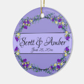 Paarse waterverf violet lavendel eucalyptus keramisch ornament (Links)