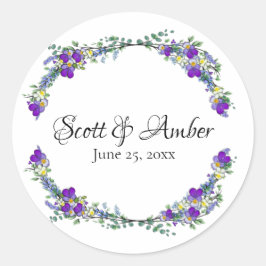 Paarse waterverf violet lavendel eucalyptus ronde sticker