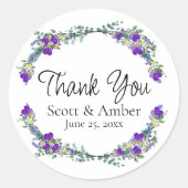 Paarse waterverf violet lavendel eucalyptus ronde sticker (Voorkant)