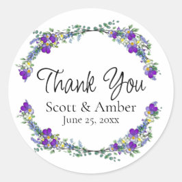 Paarse waterverf violet lavendel eucalyptus ronde sticker