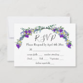 Paarse waterverf violet lavendel eucalyptus RSVP kaartje (Voorkant)