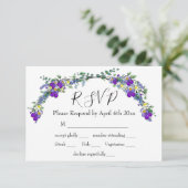 Paarse waterverf violet lavendel eucalyptus RSVP kaartje (Staand voorkant)