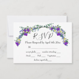 Paarse waterverf violet lavendel eucalyptus RSVP kaartje