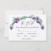 Paarse waterverf violet lavendel eucalyptus RSVP kaartje (Voorkant)