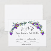 Paarse waterverf violet lavendel eucalyptus RSVP kaartje (Voorkant / Achterkant)