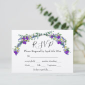 Paarse waterverf violet lavendel eucalyptus RSVP kaartje (Staand voorkant)