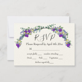 Paarse waterverf violet lavendel eucalyptus RSVP kaartje