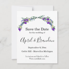 Paarse waterverf violet lavendel eucalyptus save the date