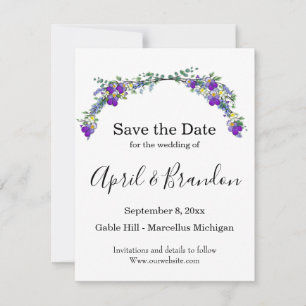 Paarse waterverf violet lavendel eucalyptus save the date