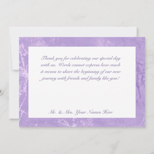 Paarse Waterverf viooltjes bruiloft Bedankkaart (Achterkant)