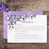 Paarse Waterverf viooltjes bruiloft details Informatiekaartje