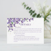 Paarse Waterverf viooltjes bruiloft details Informatiekaartje (Staand voorkant)