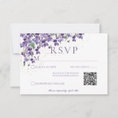 Paarse Waterverf viooltjes bruiloft QR-code RSVP Kaartje (Voorkant)