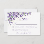 Paarse Waterverf viooltjes bruiloft RSVP Kaartje (Voorkant)