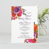 Paarse Waterverf - Virtuele Baby shower met Floral Kaart (Staand voorkant)