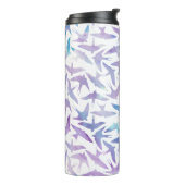 Paarse Waterverf vogelpatroon Thermosbeker (Gedraaid links)
