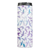 Paarse Waterverf vogelpatroon Thermosbeker (Achterkant)
