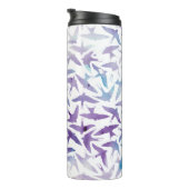 Paarse Waterverf vogelpatroon Thermosbeker (Geroteerd rechts)