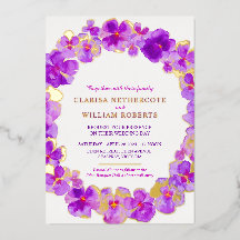 Paarse waterverf voor bloembruiloft