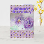 Paarse Waterverf voor bloemen Kaart (Gele Bloem)