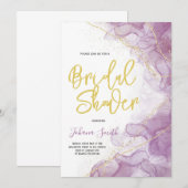 Paarse Waterverf Vrijgezellenfeest goudstof Kaart (Voorkant / Achterkant)