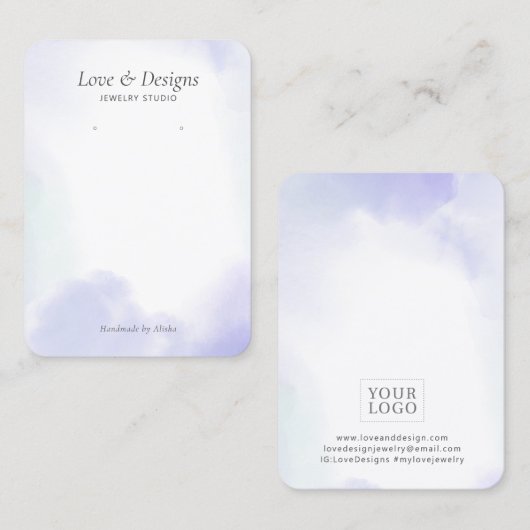 Paarse Waterverf Was met juwelenvertoning Visitekaartje (Voorkant / Achterkant)