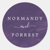 Paarse Waterverf-weduwenenvelop Ronde Sticker (Voorkant)