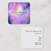 Paarse Waterverf Wervelt Buiten Ruimte Stijl Busin Vierkante Visitekaartje (Voorkant / Achterkant)