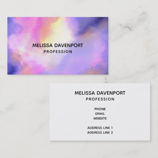 Paarse Waterverf Wervelt Buiten Ruimte Visitekaart Visitekaartje (Voorkant / Achterkant)