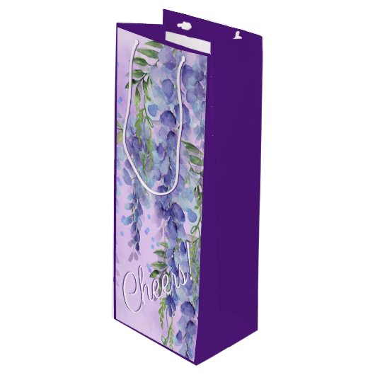 Paarse Waterverf Wijn Cadeautas (Voorkant Gekanteld)