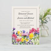 Paarse Waterverf Wildbloemen repetitie Dinner Kaart (Staand voorkant)