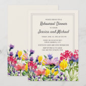 Paarse Waterverf Wildbloemen repetitie Dinner Kaart (Voorkant / Achterkant)