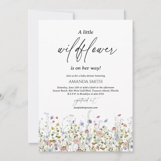 Paarse Waterverf Wildbloemen, Zomerbloemen Kaart (Voorkant)