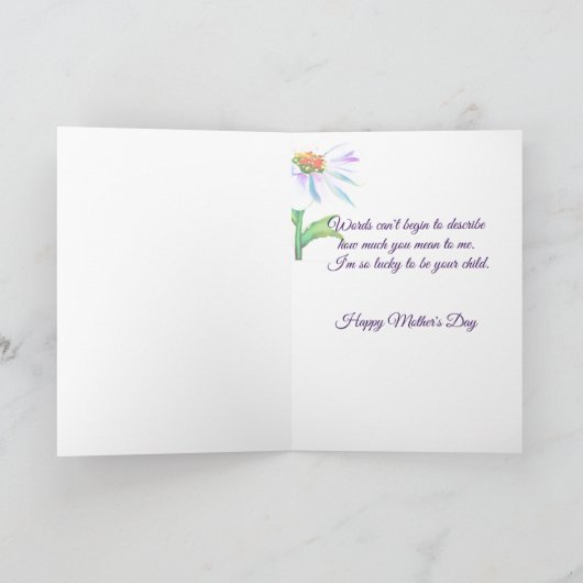 Paarse waterverf wilde bloem op maat Moederdag Feestdagen Kaart (Binnen)