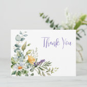 Paarse Waterverf wilde bloemen Bedankkaart (Staand voorkant)