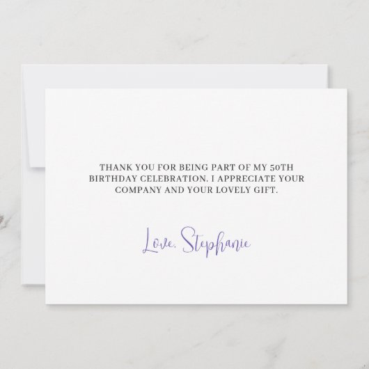 Paarse Waterverf wilde bloemen Bedankkaart (Achterkant)