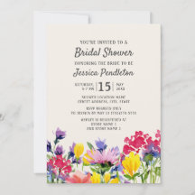Paarse Waterverf Wilde Bloemen Bruiloft Feest