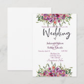 Paarse waterverf wilde bloemen bruiloft kaart (Voorkant / Achterkant)