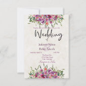 Paarse waterverf wilde bloemen bruiloft kaart (Voorkant)