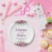 Paarse waterverf wilde bloemen bruiloft papieren bordje (Feest)