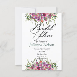 Paarse waterverf wilde bloemen kaart