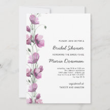 Paarse waterverf wilde bloemen Vrijgezellenfeest I