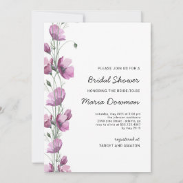 Paarse waterverf wilde bloemen Vrijgezellenfeest I Kaart