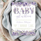 Paarse Waterverf Wildflower Baby shower Kaart