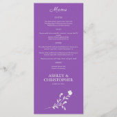 Paarse Waterverf Wildflower Wedding Menu (Voorkant)