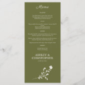 Paarse Waterverf Wildflower Wedding Menu (Voorkant)